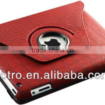 360 rotating and CROCO leather case for ipad mini,for ipad mini case (red)