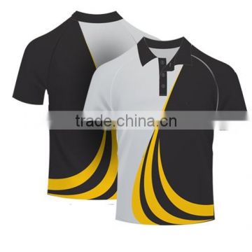 100% Polyeser Short Sleeve Sublimated Polo Shirt with Grey Yellow and Black custom design
