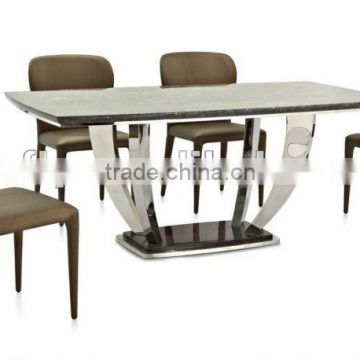 Stainless metal mable top dining table