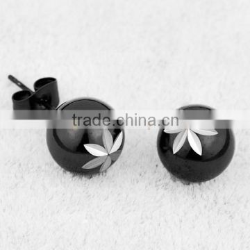 Fancy Stainless Steel Earrings Black PlatingBall Stud Earring