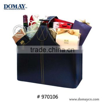 Classical design and high quality Send gift basket with leatherette covering