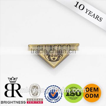 High quality metal embossed logo metal logo badge metal engraved tag
