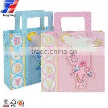 Custom exquisite baby shopping paper bag with handles wholesale