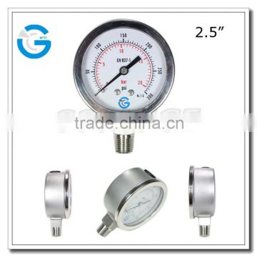 High quality 2.5 inch bottom connection stainless steel pressure meter