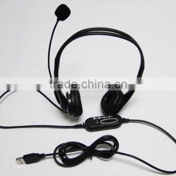 voip USB headset with MIC /volume control/mute function for calling center computer