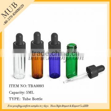 5ml empty clear/amber/blue/green glass essential oil bottle with dropper