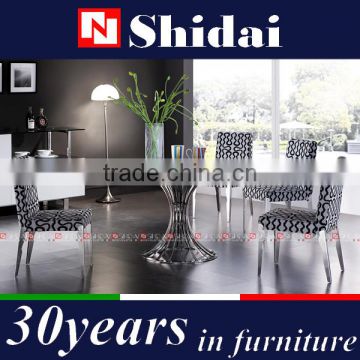 6 seaters dining tables / glass top stainless steel frame dining table / wrought iron modern dining room furniture set A-21