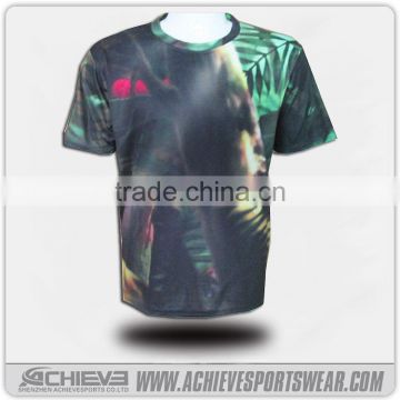 100% polyester allover print t-shirts t shirts for sports