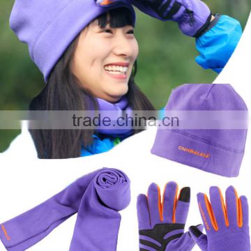 Mixed Style 3 Piece Fleece Hat, Scarf & Glove Women's Winter Set 3 pieces hat set