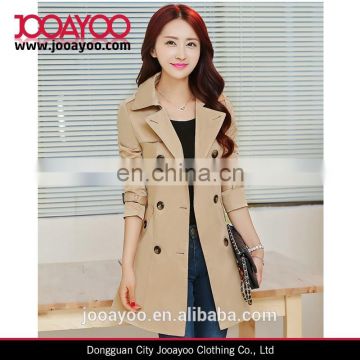 Double Botton Front Wide Lapel Retro Style Casual Coat With Waistband
