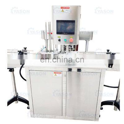 Full automatic round tin cans sealer sealing machine, aluminum metal can seamer seaming machine for beverage