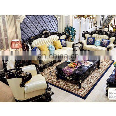 European luxury antique genuine leather living room sofa set living room furniture