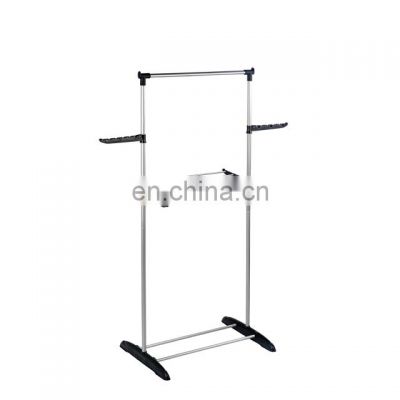 Simple design movable two layer stainless steel cloth single bar garment display rack