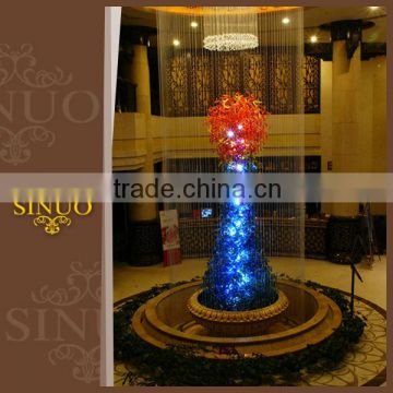 Murano glass red and blue art sculpture chandelier
