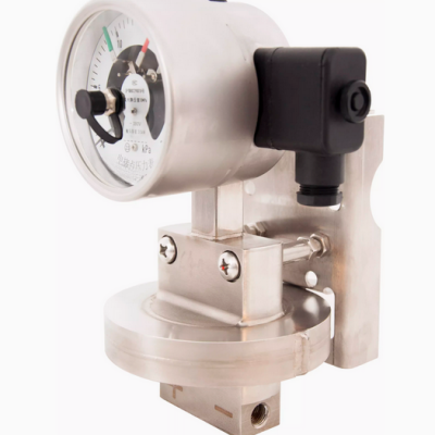 Electrical contact 4~20mA, 25Kpa diaphragm point contact differential pressure pressure gauge 1.6 accuracy 100mm dial
