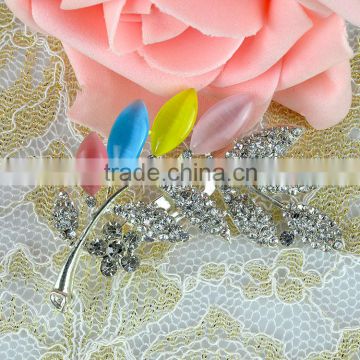 Leaf Flower Gold Tone Brooch, Leaf Flower Silver Tone Brooch, Brooch Bouquet, Crystal Bouquet, Silver Flower Brooch Pin