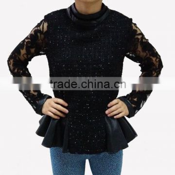 7089064 2014 new design apparel sexcy lady jacket / fashion openwork womens lace jacket black