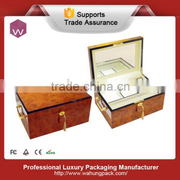 Elegant wooden printed jewelry box with mirror