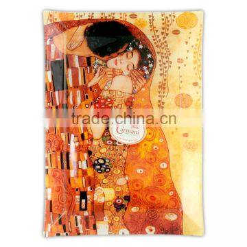 CARMANI Glass Plate 28x20cm "The Kiss" design Gustav Klimt