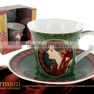 CARMANI Cup & Saucer of ALFONS MUCHA Collection