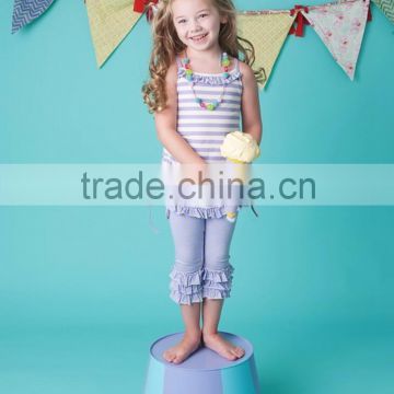 china yiwu girls summer wear cotton stripe top and polka dot pant clothing sets