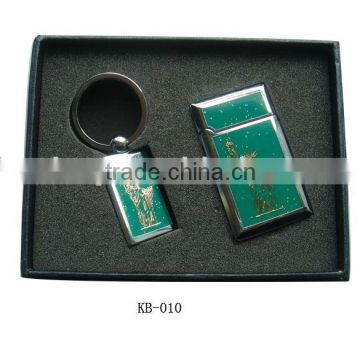 gift set of lighter and key chain in gree painting