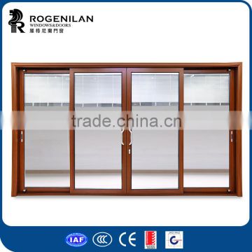 ROGENILAN 120 series aluminum waterproof sliding glass doors internal blinds