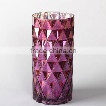 glass cylinder vase for flower in purple color