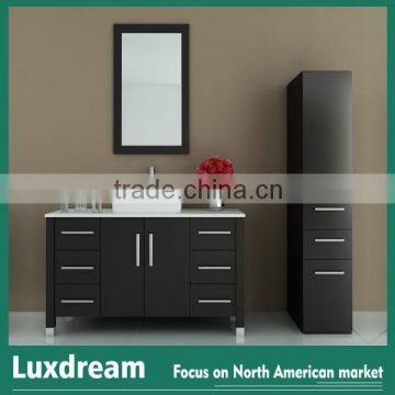 48 inch Espresso contemporary bathroom vanity with side cabinet