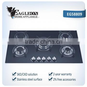 Promotional Cooktop for modern homes use 5 burner glass cooktop 10mm thickness
