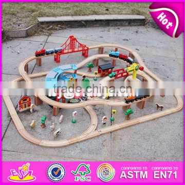 New style 142 pcs children construction toy wooden toy train track W04C072