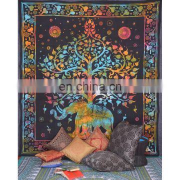 135x210 Queen Size Elephant Decorative Bohemian Hippie 100% Cotton Wall Hanging Indian Tapestry