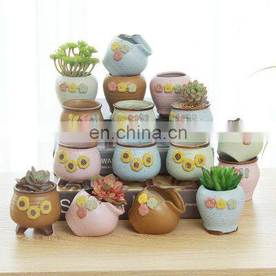 Succulent flowerpot green plant flower pot hand-painted creative ceramic mini potted micro-landscape