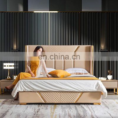 Beds European Style Hotel Royal Luxury Bedroom Furniture Genuine Leather Beds Luxury Modern
