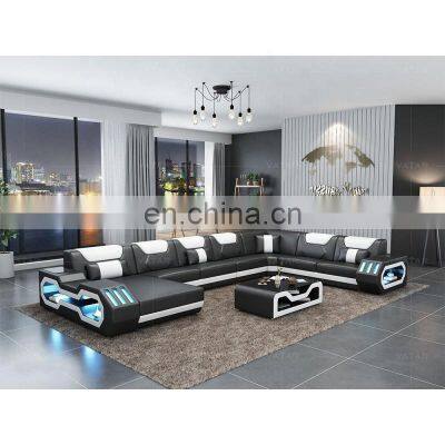 modern led lights black leather xxl sectionals sofas for home living room furniture