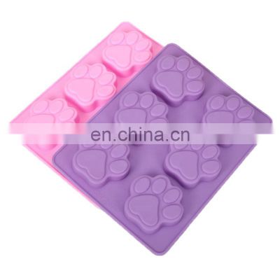 Cat Dog Paw Print Silicone Chocolate Ice Cream Mold  Cake Topper Soap DIY Cookie 3D Cake Tools