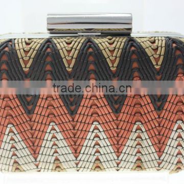 Latest style bags weave PU evening bags/clutch bag