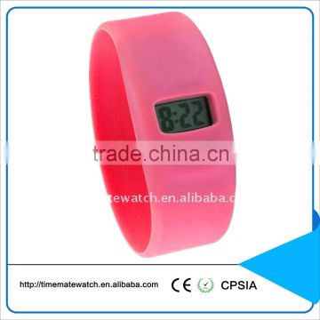CE approved LCD screen silicone bangle wristwatch
