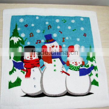 full color Christmas printed compressed cotton towel