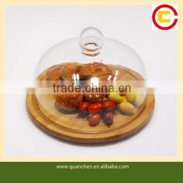 Unique bamboo bread tray with glass cover