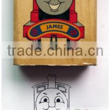 Custom logo children wooden stamp block set