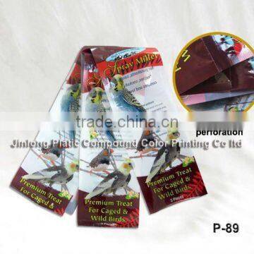 special shaped bird food bag with perforation