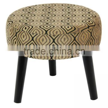 small 3 legged wooden fabric living room stool