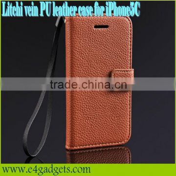 2013 new arrival Litchi Vein Luxury PU flip case for iphone5c leather case with wallet and card slots