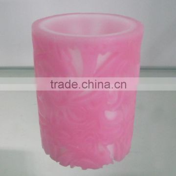 Bedroom fancy carved pattern scented wax led art candle