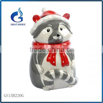 direct factory handmade 3D ceramic mouse christmas animal cookie jars