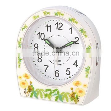Silk printing Yellow flower Table Alarm Clock