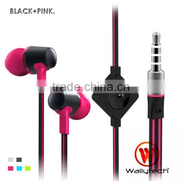 Wallytech Original WHF-122 best seller for Flat cable metal earphone with microphone for iphone 5s made in China