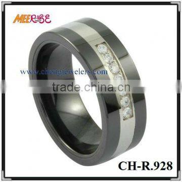 Men's tungsten ceramic diamond ring for sale