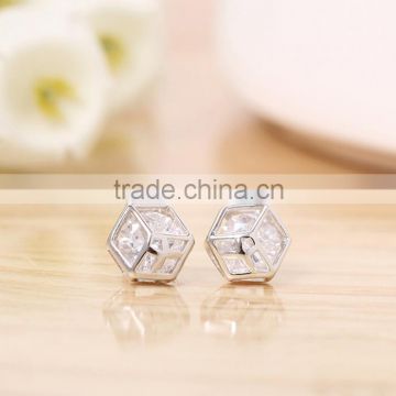 Online checkout wholesale 925 sterling cz square ball earring